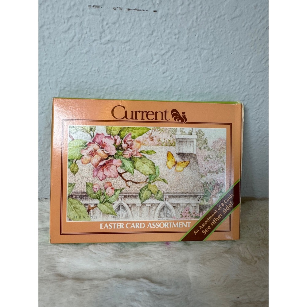Vintage 1981 Current Easter Card Assortment Boxed Set 8 Designs Bunny Floral